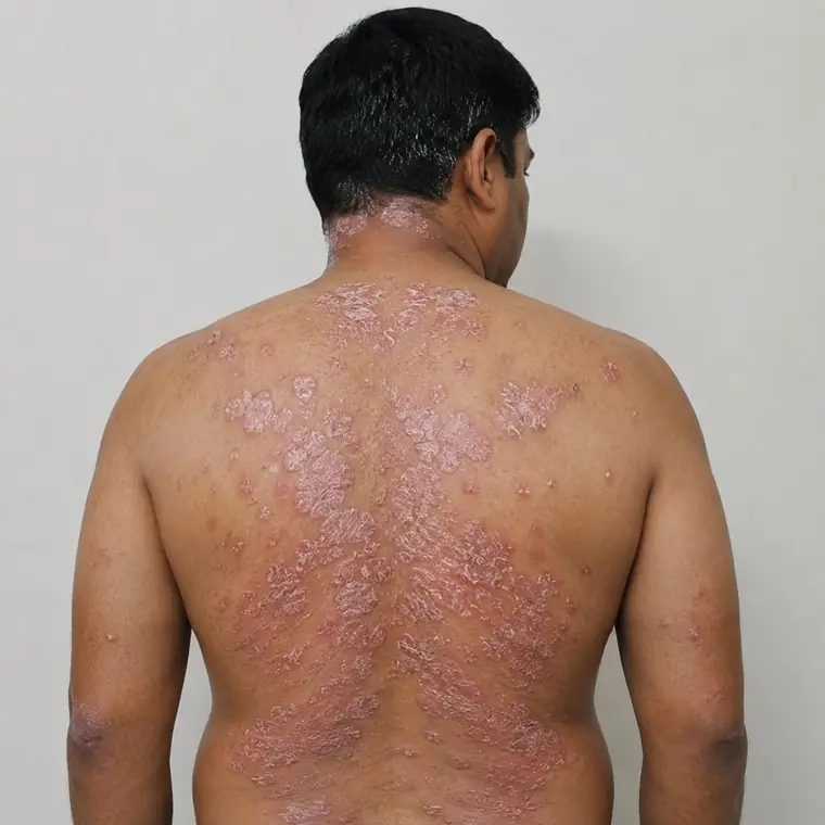 Psoriasis (Back) before homeopathic treatment