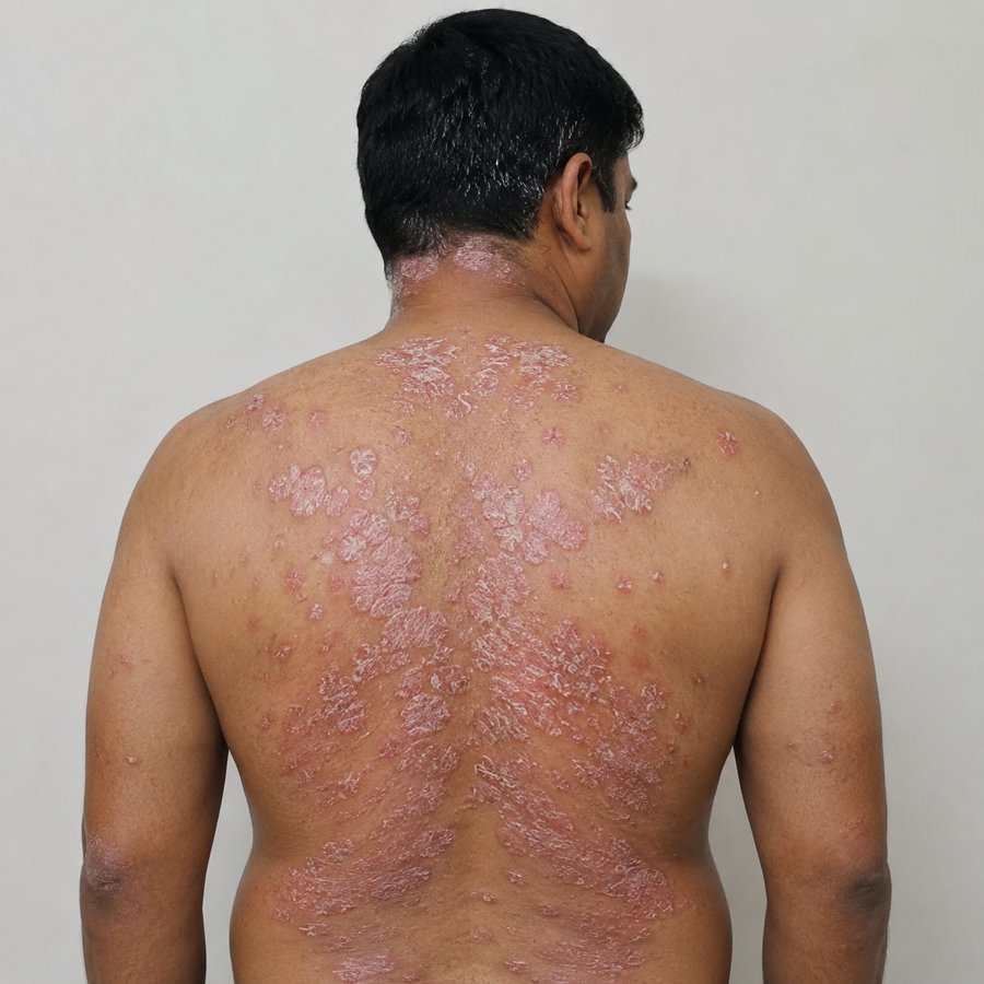 Psoriasis (Back) before homeopathic treatment