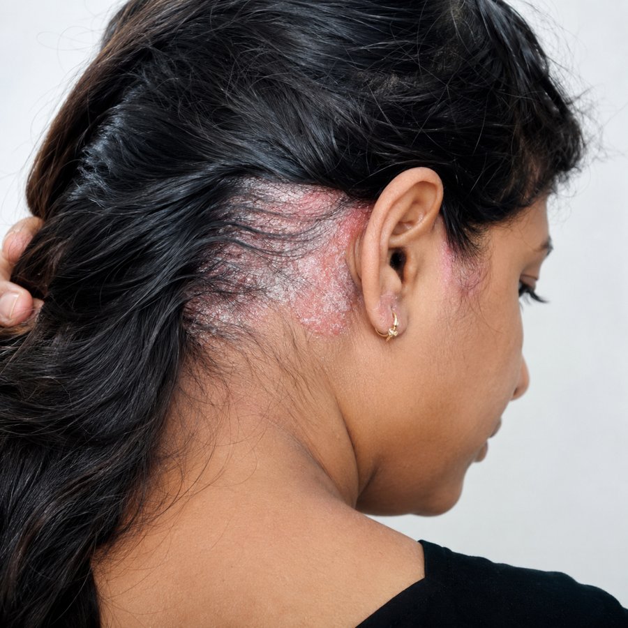 Scalp Psoriasis before homeopathic treatment